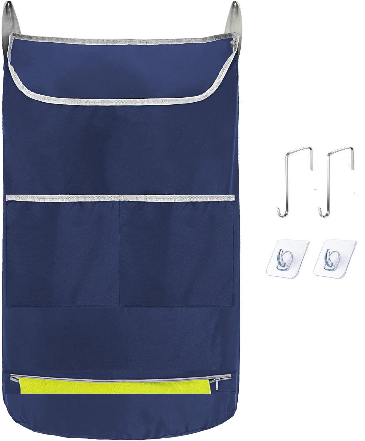 

Сумка для хранения в ванной, грязная одежда, сумка для хранения разных вещей, квадратная дверца, вместительный мешок для грязной одежды, настенный темно-синий