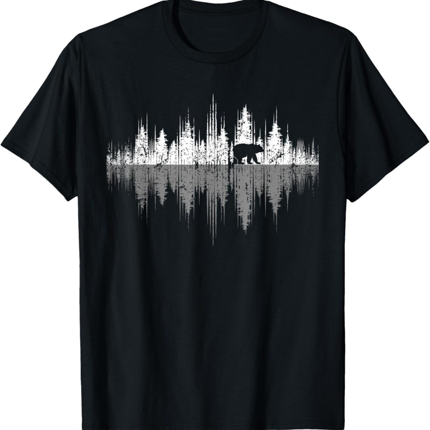 Trees Reflection Wildlife Nature Animal Bear Outdoor Forest T-Shirt S