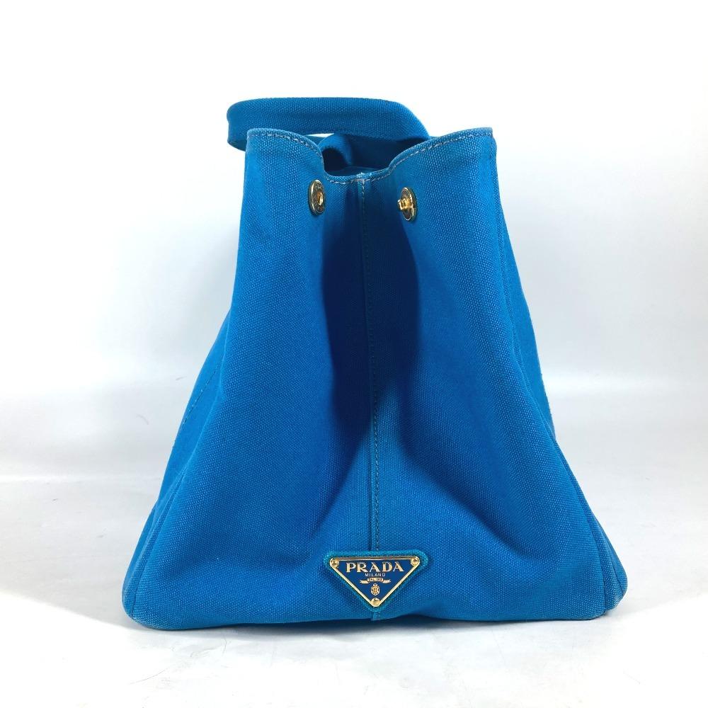 PRADA Canapa logo Bag Shoulder Bag Tote Bag Canvas blue/White