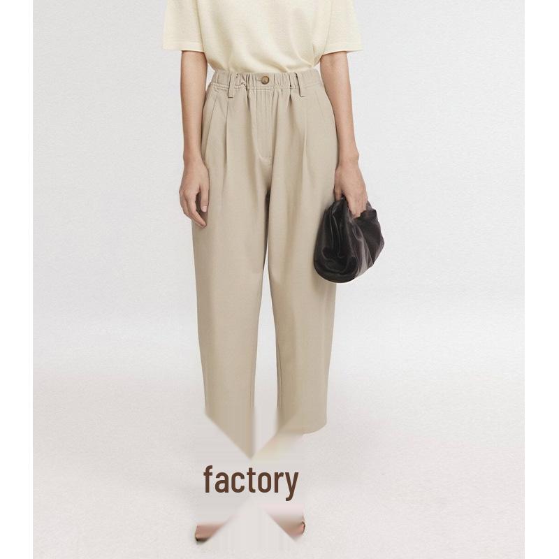 

Elastic Waist Women s Cotton Loose Straight-Leg Pants - Wide Leg Spring 2026 Style Extra Large хакі