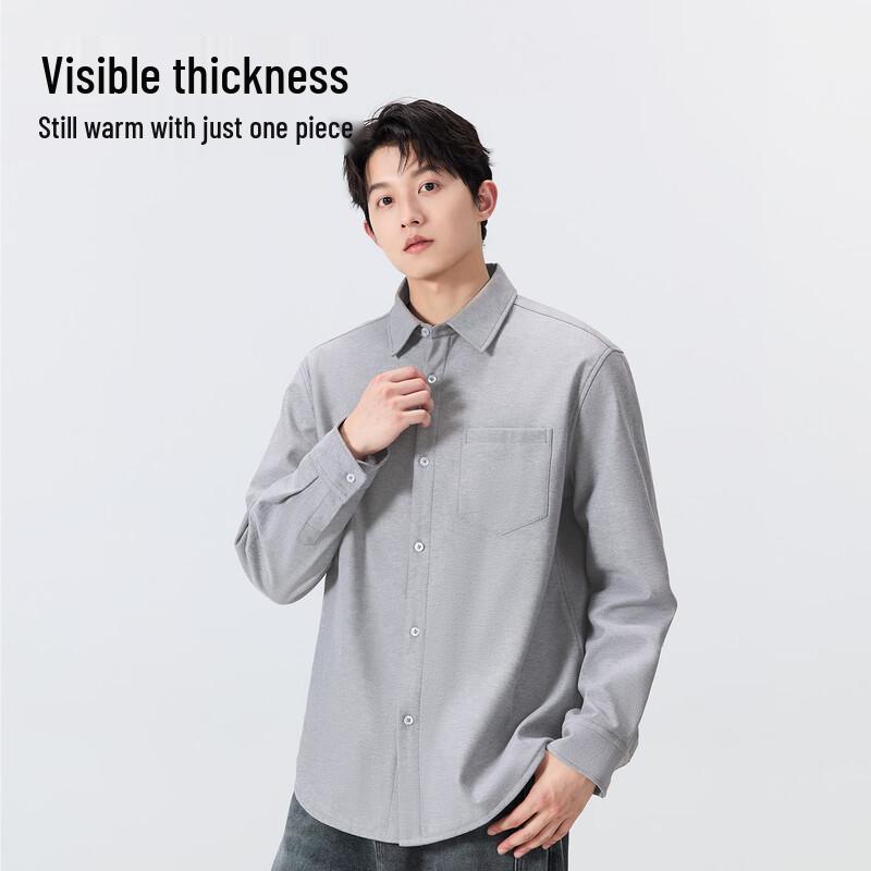 MINISO Men's Winter Warm Oxford Long Sleeve Shirt