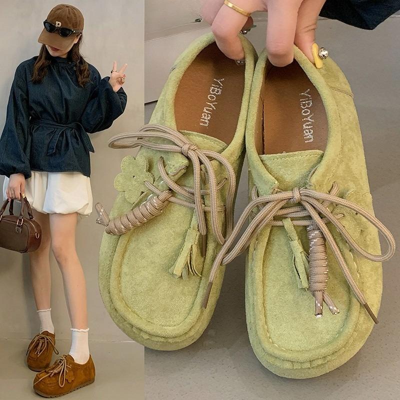 Fashion 2025 Early Autumn Doudou Shoes New Soft-soled Tassel Flat-soled Retro Lazy Slip-on Women's Singles