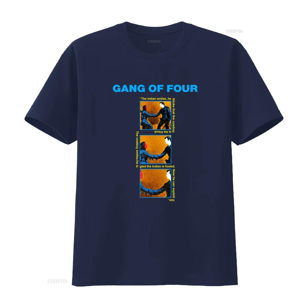 NEW POPULAR Gang of Four Entertainment English Music Logo T Shirt S 4XL with Comic Strip Print Vintage Washed Versatile