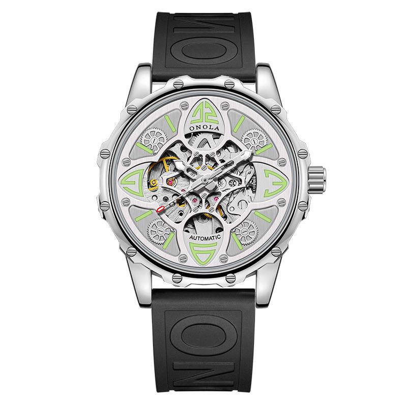 ONOLA ON3833 High-Quality Fashion Men Watch Hollow Full-Automatic Mechanical Watches Women Waterproof Sports Silicon Wristwatch