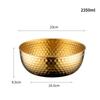 Stainless Steel Salad round Bowl Hammered Texture Gold Japanese BIG Large Capacity Fruit Mixing Plate Decorative Dinnerware Set