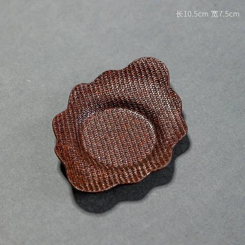 Handgeweven Theekoponderzetter Chinese Retro Bamboe Hittebestendig Kussen Creatief Mini Fruitbord Zen Theekop Rustplaats Theeservies Accessoire