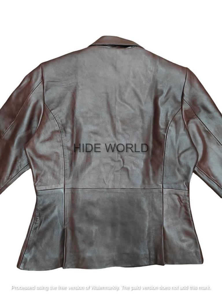 Brauner Lammfell-Neuer formeller stilvoller Lederblazer für Damen, handgefertigt, Designer-Party