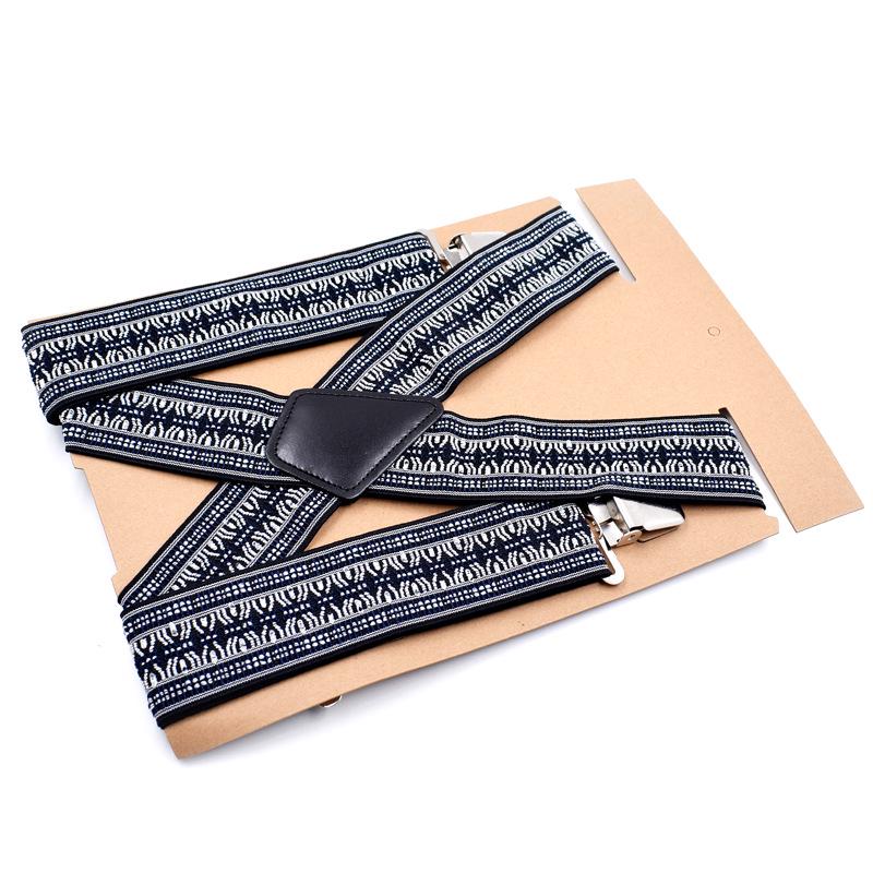 5cm Men Suspenders High Elastic Adjustable 4 Strong Clips Suspender Straps Heavy Duty X-Shaped Back Trousers Braces