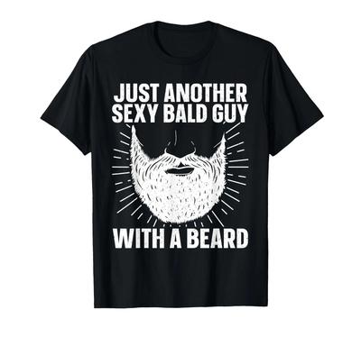 Funny Bald Man Art For Men Boys Facial Hair Bearded Bald Guy T-Shirt