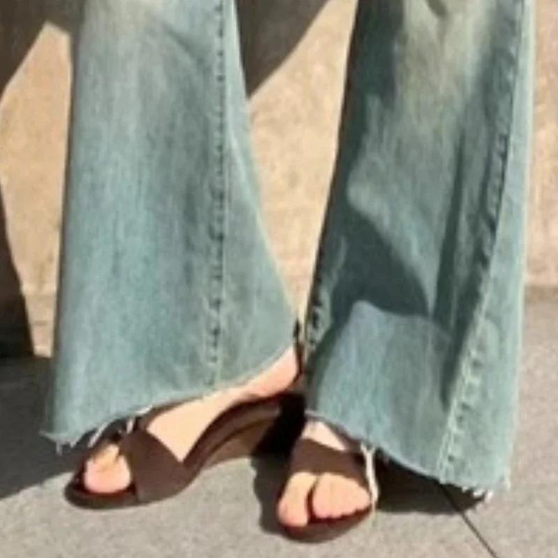 Keilabsatz Damen Hausschuhe Mode Sandalen mit Absatz Kleid Frau Pumps 2025 Sommer Neu Strand Zehentrenner Designer Sandalias De Mujer