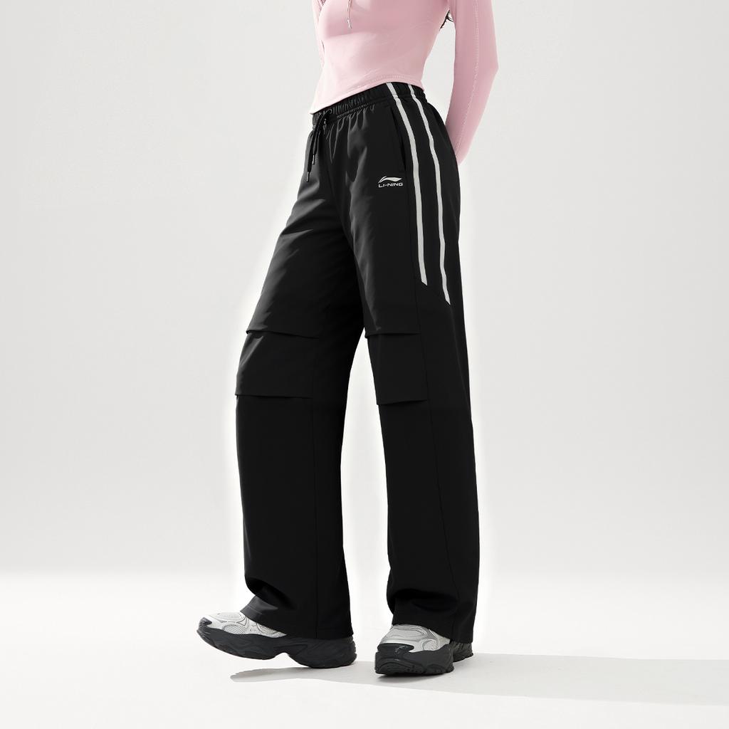 Li Ning Sports Life Collection Fleece Lined Thermal Windproof Water Repellent Letter Sports Casual Pants Women's AYKVC34-1
