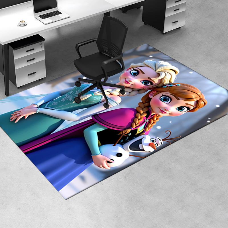 3D Printed Elsa,Anna,Olaf Anti-Slip Rug - Machine Washable Office Rug for Living Room, Bedroom, Office - Multiple Sizes