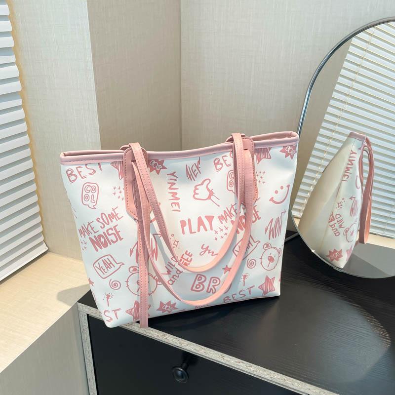 Large Capacity Tote Bag Trendy Printing Simple Niche Hand Bag New Commuting Class Shoulder Armpit Bag