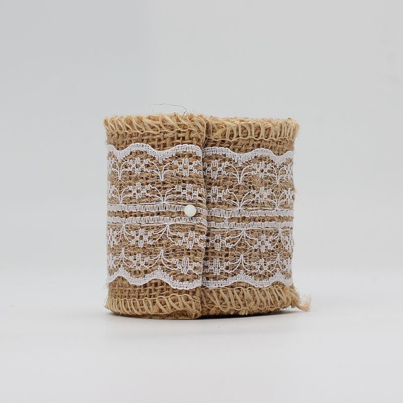 6cm Lace Burlap Roll Strips DIY Flat Hemp Decoration Materials Yellow Burlap Rolls
