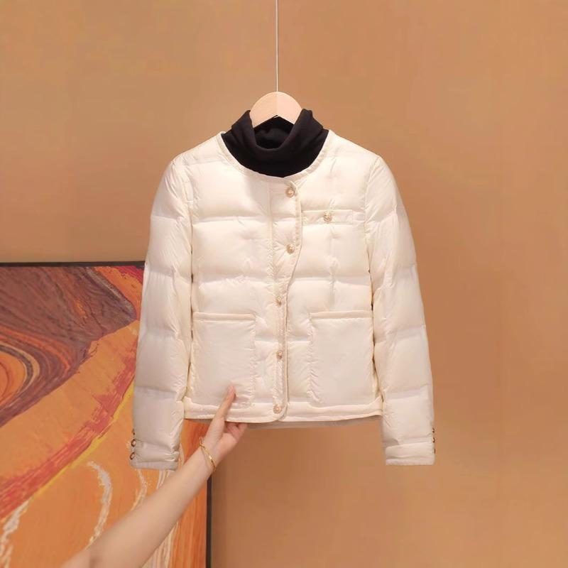 Winter new down jacket women's fashion duck down elegant and light long sleeves with short jacket