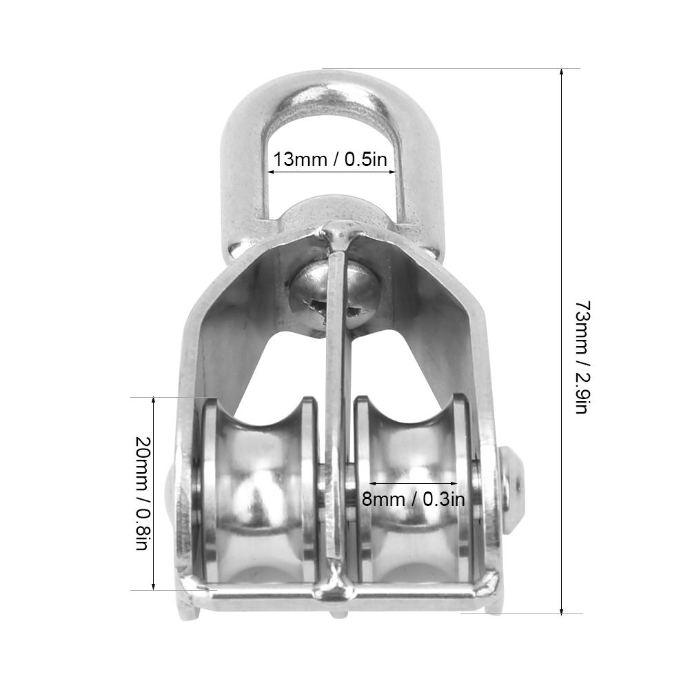 2 Stück 304 Edelstahl M20 Feststehende Rolle Doppelrolle Heberolle