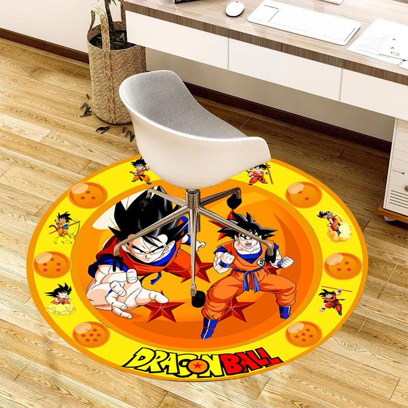 1pc Dragon Ball Characters Artwork Round Carpet, Made of Polyester,Perfect for Decorating Office Chairs, Living Rooms,Vibrant Decorative Rug