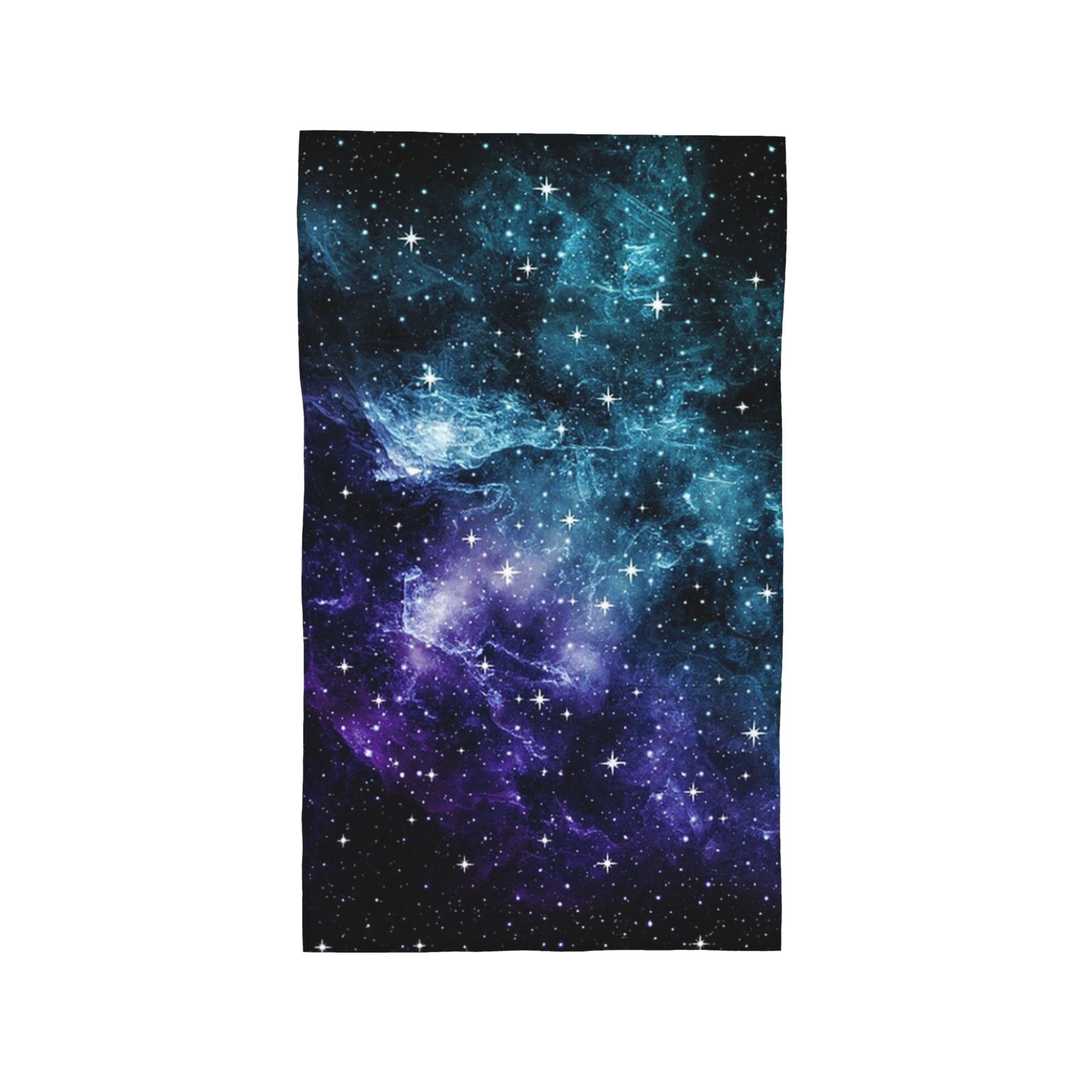 Teal Purple Galaxy Nebula Dream Soft Face Towel Quick Dry Pool Bath Cotton Towels Absorbent W30*H60(CM)