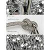 Silver Sequin Fringe Clutch Purse for Women, Evening Bag