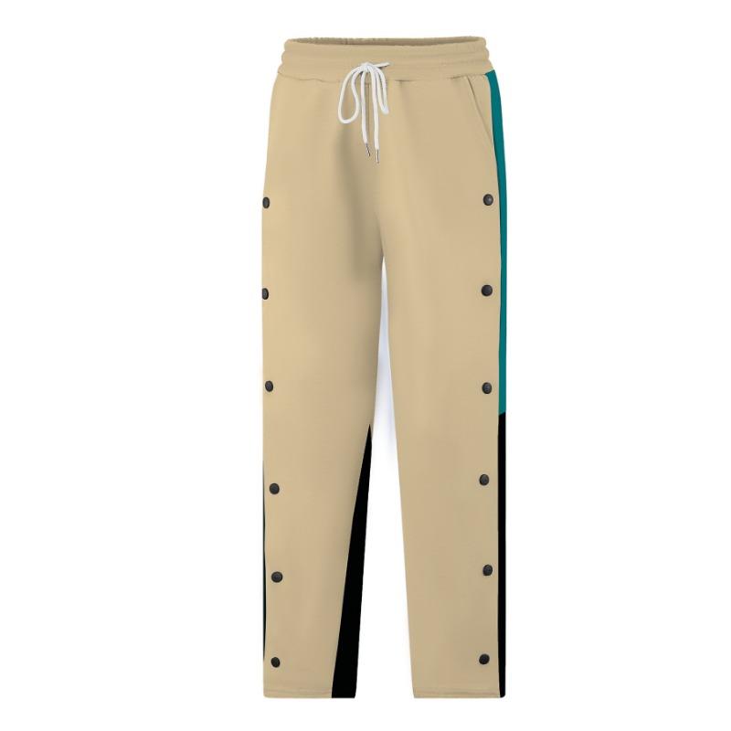 Four Seasons New Sports Men Pants Color-blocking Straight Large-size Drawstring Men's Elastic Waist Contrast Loose Casual Pants