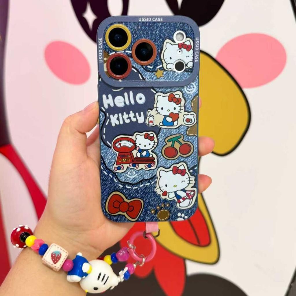 Applicable to Apple 17promax denim cat kt16 silicone 12 soft 15 all-inclusive iphone14 sets of 13 mobile phone cases