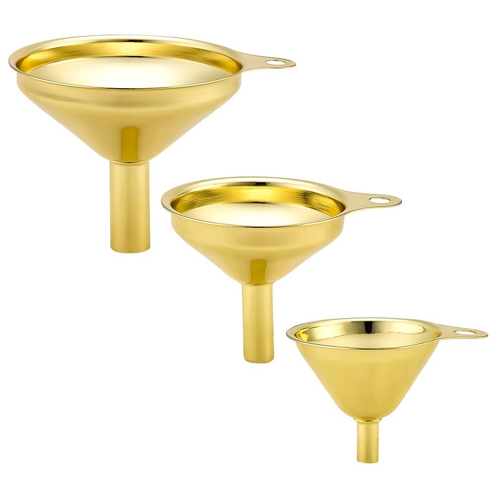 Gold-plated Stainless Steel Funnel Set for Essential Oils, Spices, Liquids, Kitchen Gadgets, Food Grade Bottles, Portable Funnel