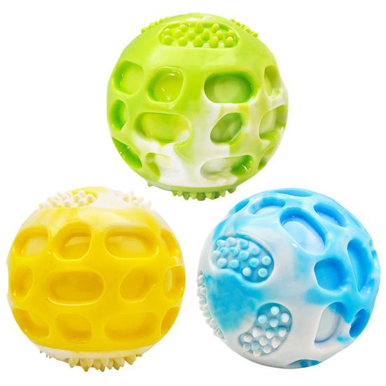Squeaky Dog Ball Pets Rubber Chew Toy Non-Toxic Bite Resistant Fetch Ball Promotes Teeth Health