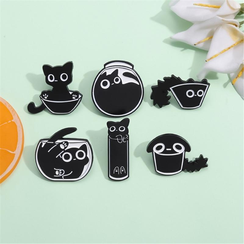 Lovely Cats Enamel Lapel Pin Cartoon Animal Designs Brooches Portable for Jackets Hats and Backpacks