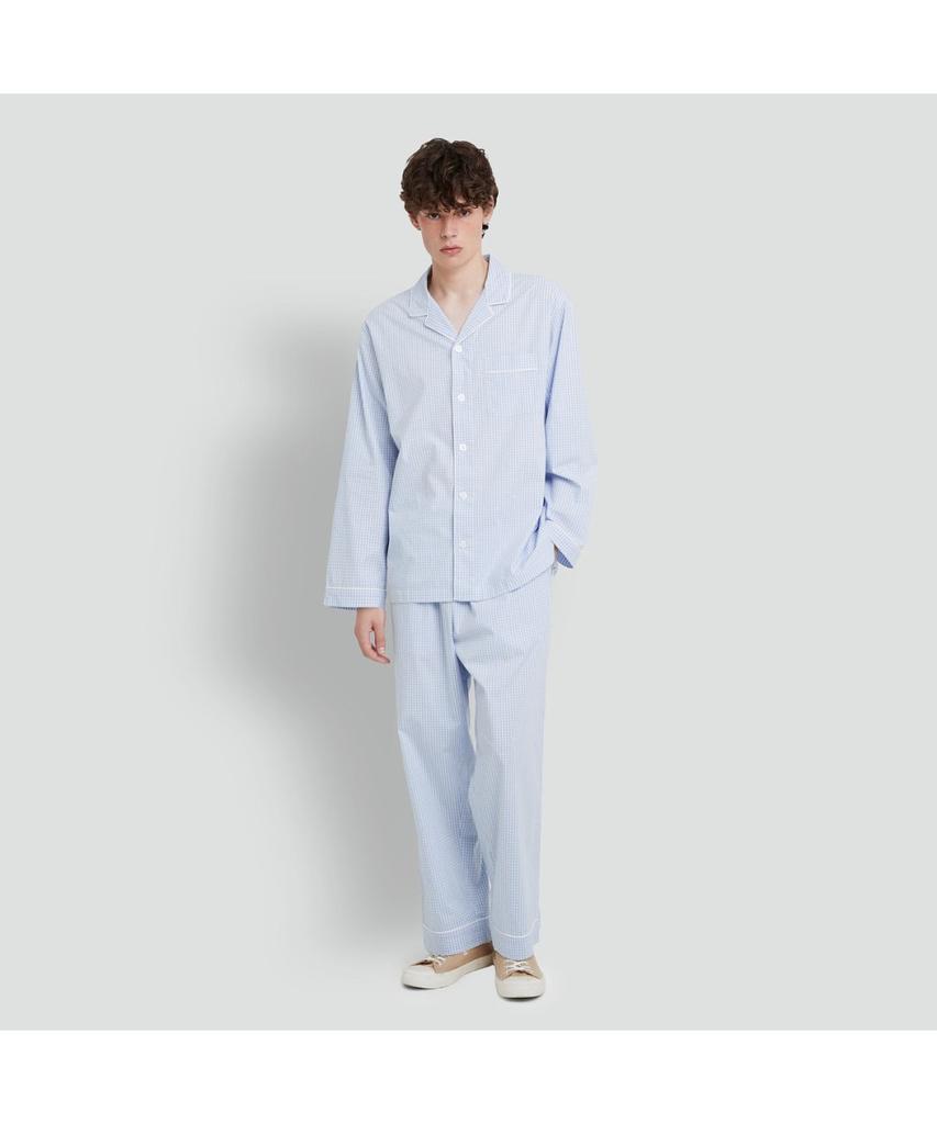 Jaju Men'S Cotton Stretch Length Pajama Set_Light Blue