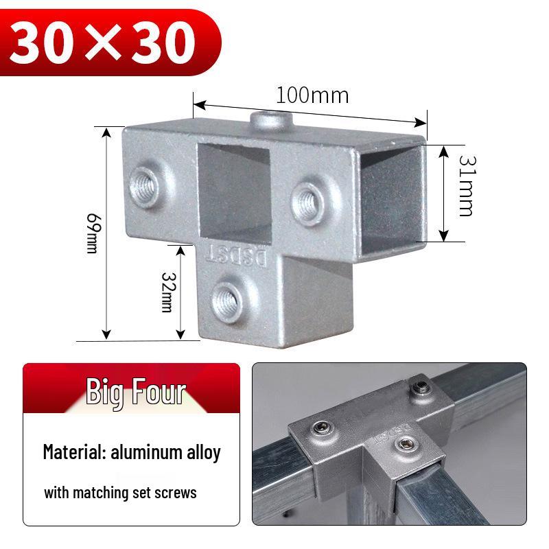 Galvanized Aluminum Alloy Square Tube Connector Fastener Joint, 20/25/30mm