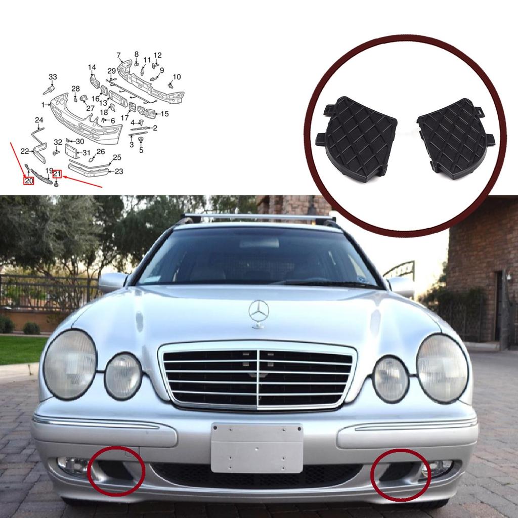 ESP1099 Front Bumper Lower Grille Fog Light Cover Left Right A2108850253 153 for Mercedes E W210 E320 E430 E55 AMG 1999-2003