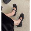 Retro Style Fashionable Single Shoes Women's Season New French Square Head One-word Buckle Mary Jane Single Shoes Women