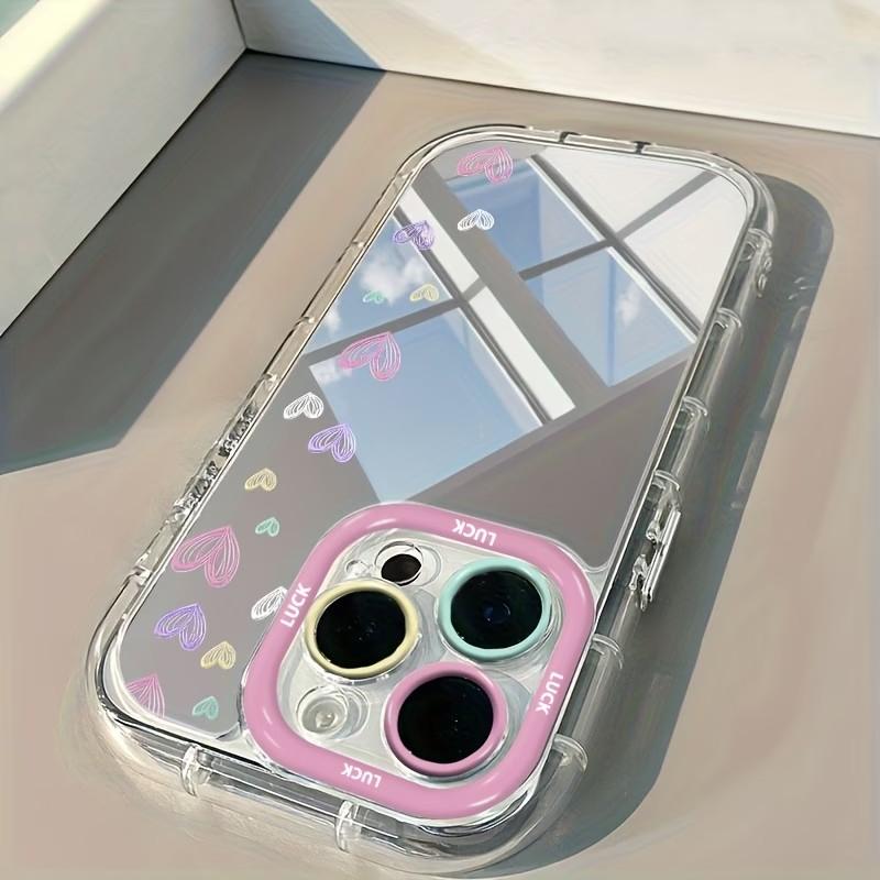 Nice Heart Makeup Mirror Phone Case For iPhone 17 16 15 14 13 12 Pro Max X XS XR 7 8 Plus 16e 17 Air Hard Bumper Cute Back Cover