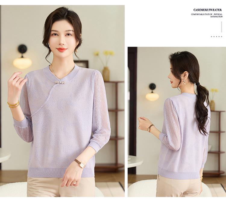 2026 Trendy Spring Knit Base Layer Top for Middle-Aged & Elderly Women - Fashionable Thin Sweater