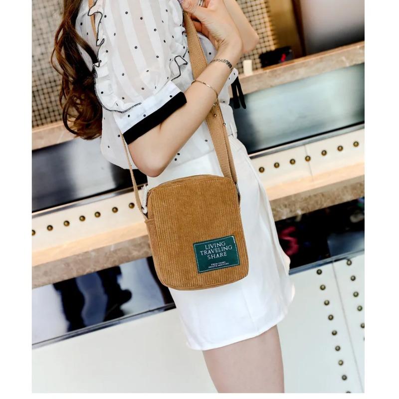 Fashion Women Corduroy Crossbody Messenger Bag Shoulder Bags Ladies Casual Handbag for Women