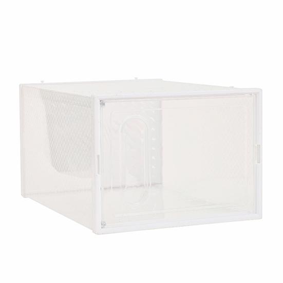 Shoe Storage Box Transparent Visible Square Shape Stackable Large Space Store Shoes Hollow Out Back Breathable Shoe Organizer Household Stuffs