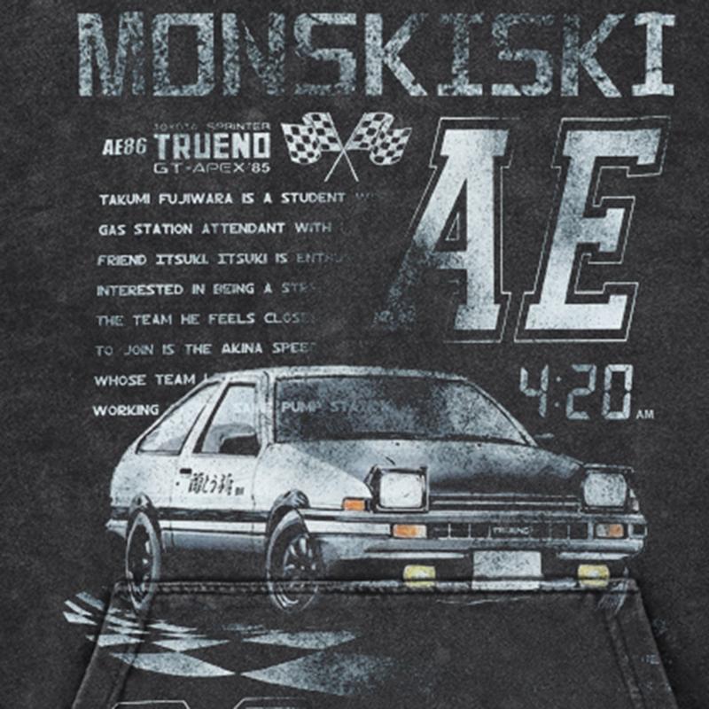 Streetwear Racing Car Graphic Washed Black Oversized Unisex Long Sleeve Hoodie