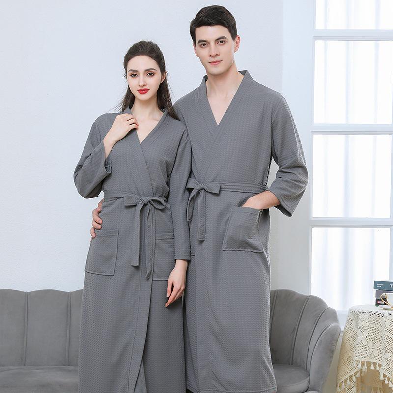 Leichter Waffel-Kimono-Bademantel für Herren – Homewear im Hotel-Stil für Frühling und Sommer