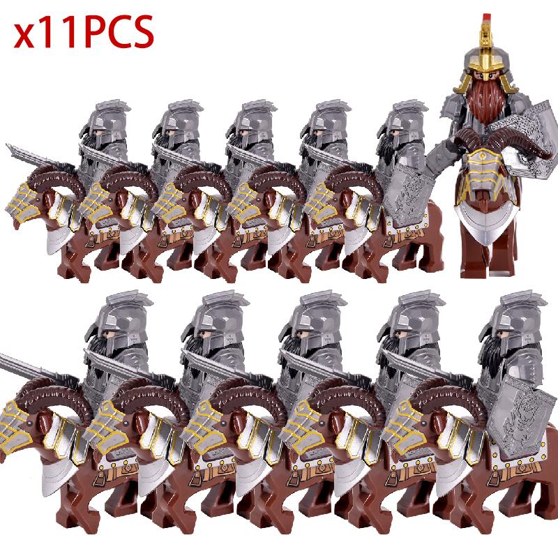 Mittelalterlicher Herr Ritter Zwergenführer Krieger Militärsoldat Figuren Reittier Ziege Schweine & Pferd Figur Baustein Spielzeug für Kinder