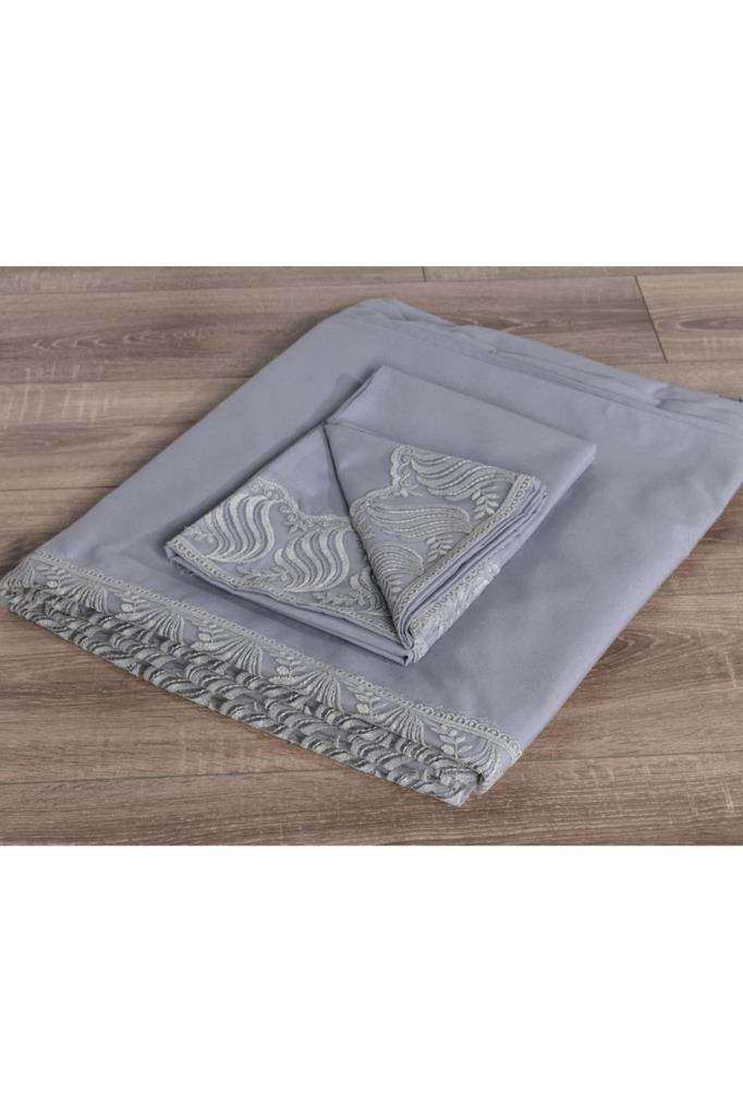 Wave-Bettbezug-Set, 6-teilig, Bettbezug 200 x 220, Bettlaken 240 x 260, Baumwollstoff, volle Größe, Doppelbettgröße, Grau