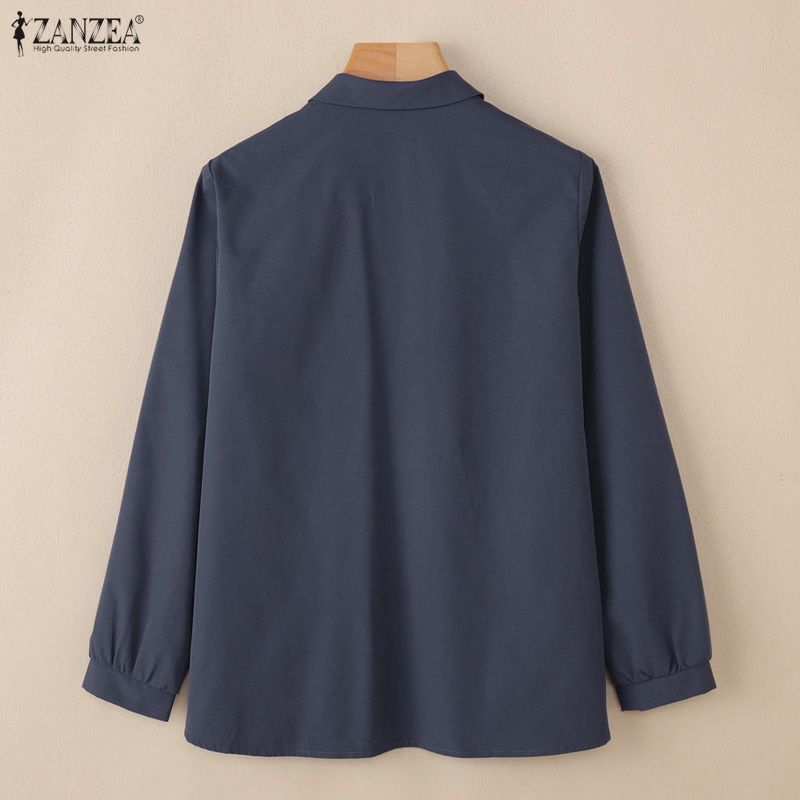 ZANZEA Women Solid Color Loose Casual Long Sleeve Blouse