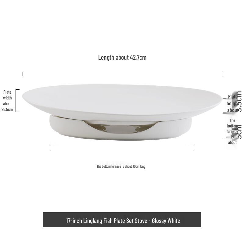 Large Oval Heated Ceramic Fish Plate