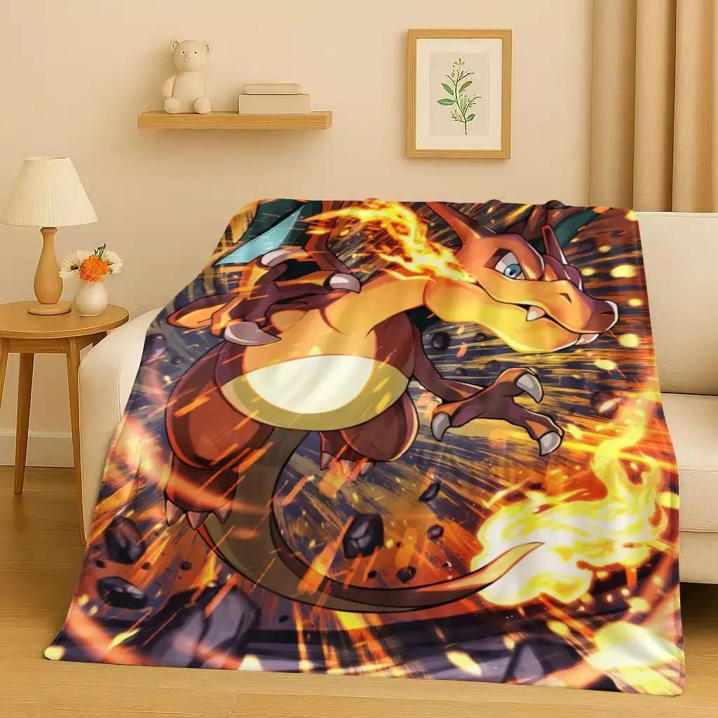 3D Charizard Pokemon Cartoon Christmas Gift Flannel Blanket,Ultra Soft Plush Throw for Home Bedroom Bed Sofa Cover Kids