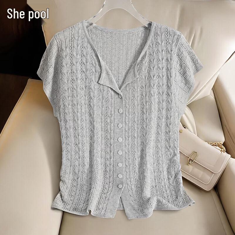 Women s Linen Blend V-Neck Knit Cardigan M