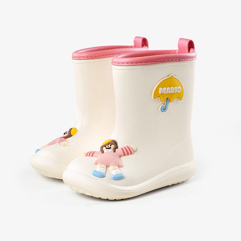 

Счастливые детские дождевые сапоги Мэри для девочек и мальчиков, детская обувь для воды, нескользящие детские водонепроницаемые резиновые сапоги Inner Length20cm(200)Suit бежевый