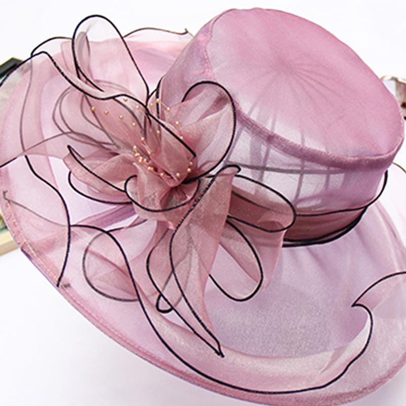 

Женская европейская и американская летняя шляпа от солнца с широкими полями из органзы и сетки M (56-58cm)