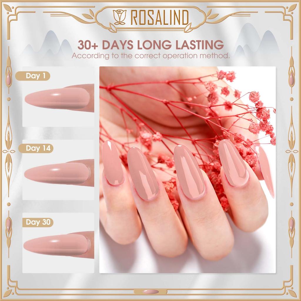 Rosalind 6-piece gel nail polish set 6ml solid color gel primer base and top coat polishing agent UV lamp nail set.