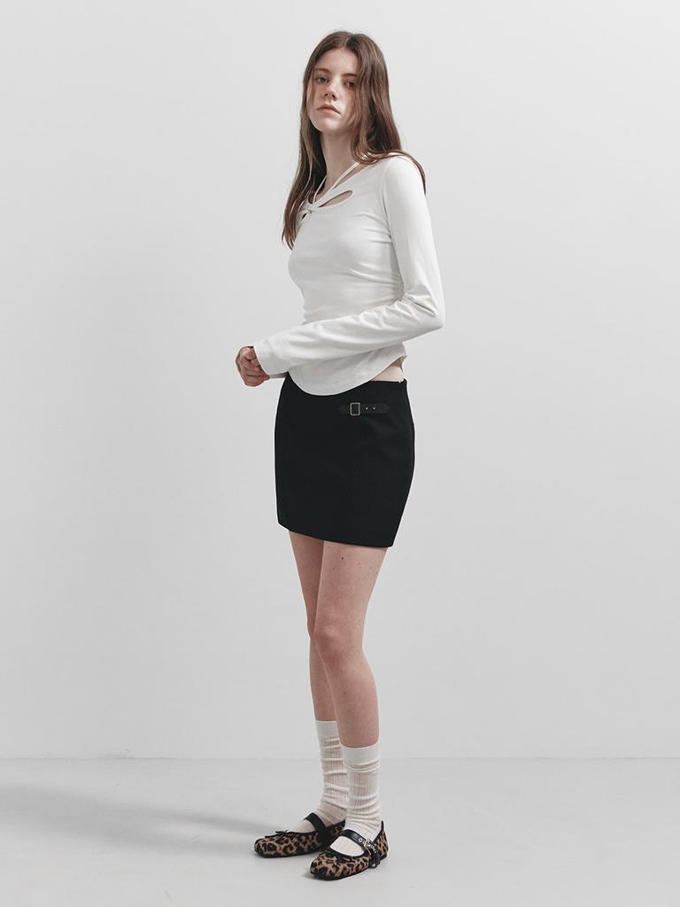 Leibeu Buckle Detail Mini Skirt In Black Vw5Ss071-10