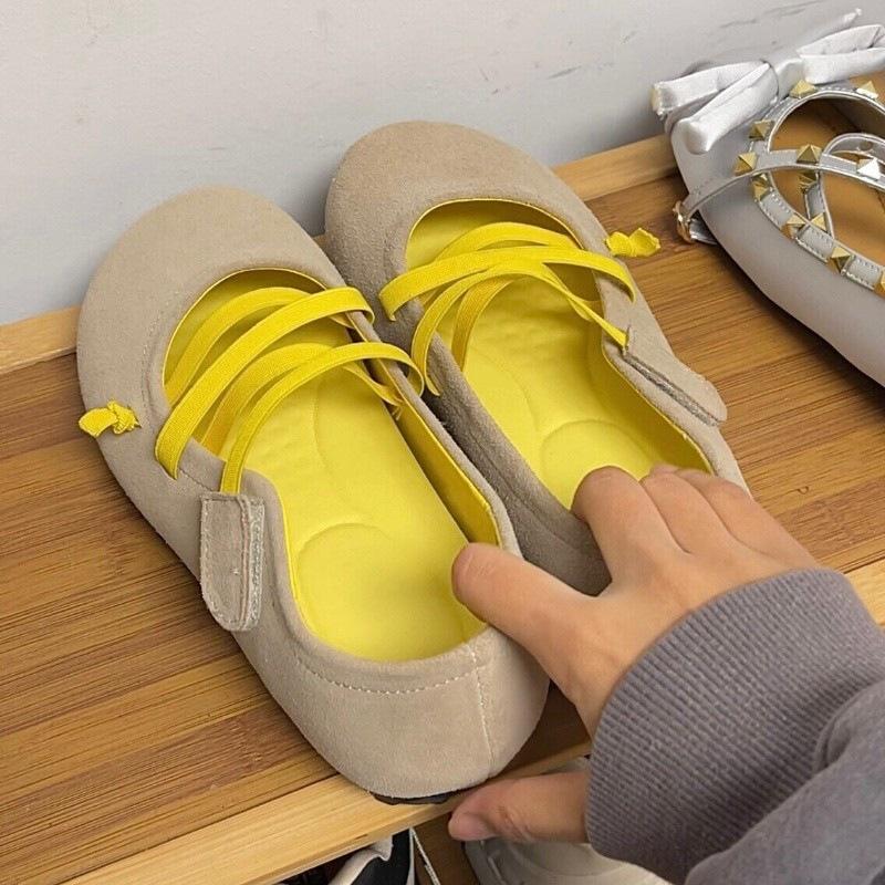 

Xiaoxiangfeng puff shoes single shoes women s 2025 autumn new retro square head shallow mouth soft sole one pedal flat shoes 35 бежевий