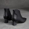 Johnature High Heel Spitzschuh Damen Stiefel Vintage Echtes Leder Vielseitiges Temperament Damenschuhe